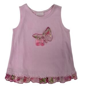 Cachcach Sleeveless Ruffle Trim Butterfly Floral Applique Pink Dress 12 Months?